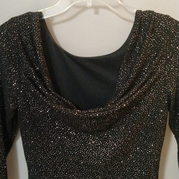 Beautiful Studio Y sparkly glitter drape open back cocktail black dress SIZE Sm - Picture 6 of 8